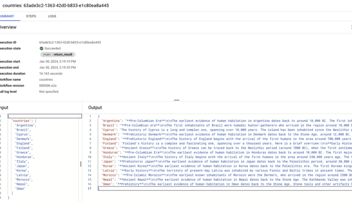 Orchestrate Vertex AI’s PaLM and Gemini APIs with Workflows