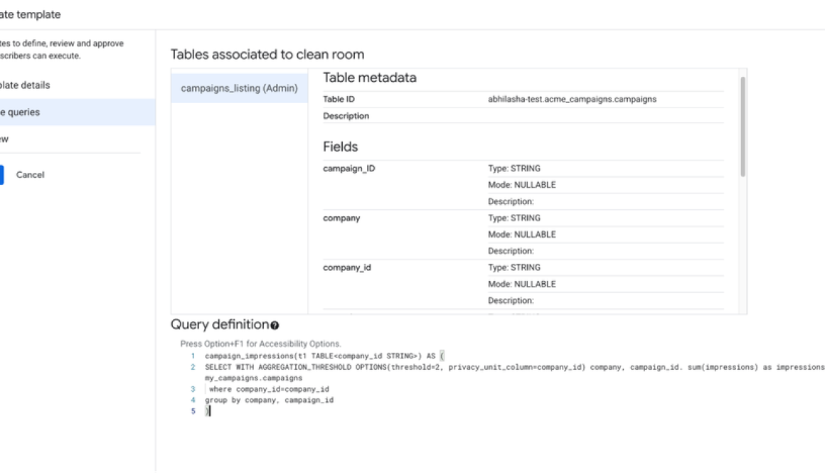 Secure data collaboration with query templates in BigQuery data clean rooms