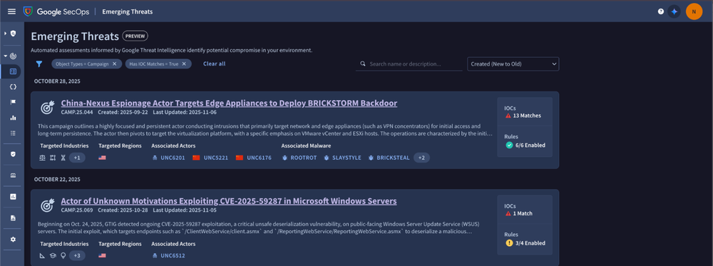 GCP – Introducing the Emerging Threats Center in Google Security Operations
