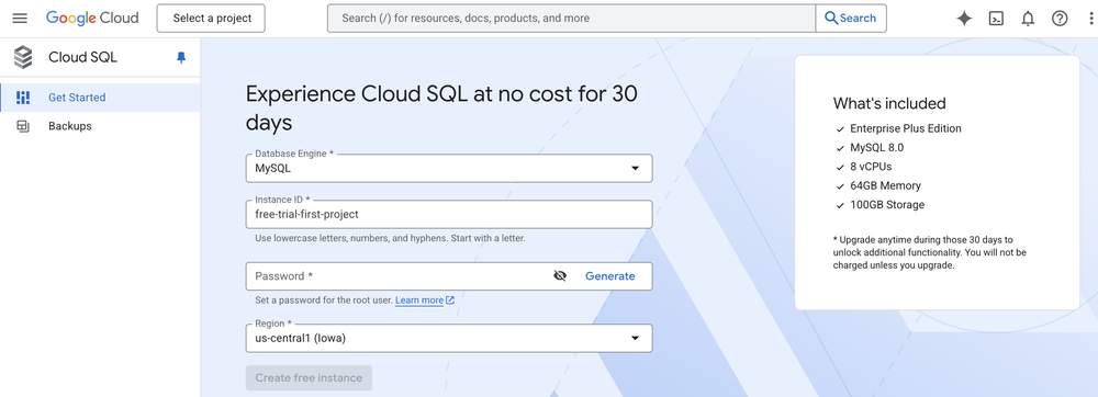 GCP – Announcing Cloud SQL free trial instances: Experience the power of a fully managed database